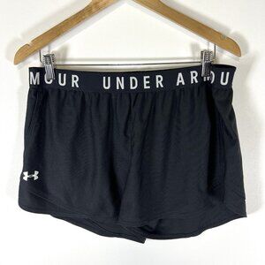 UNDER ARMOUR Womens Graphic Sport‎ Shorts XL Black Athletic Workout Loose Fit